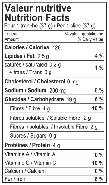 Pain: sandwich prébiotique (congelé)-3